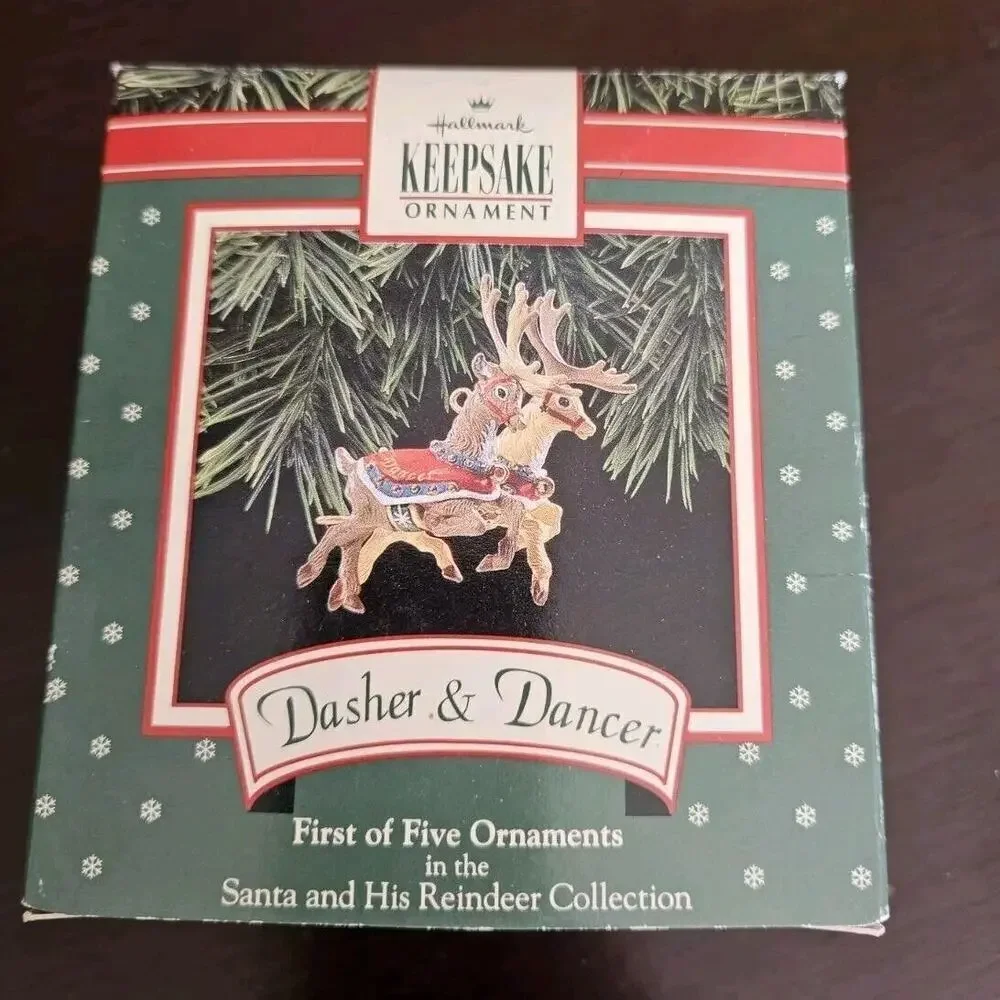 Hallmark Keepsake Ornament Dasher and Dancer Santa and His Reindeer Collection